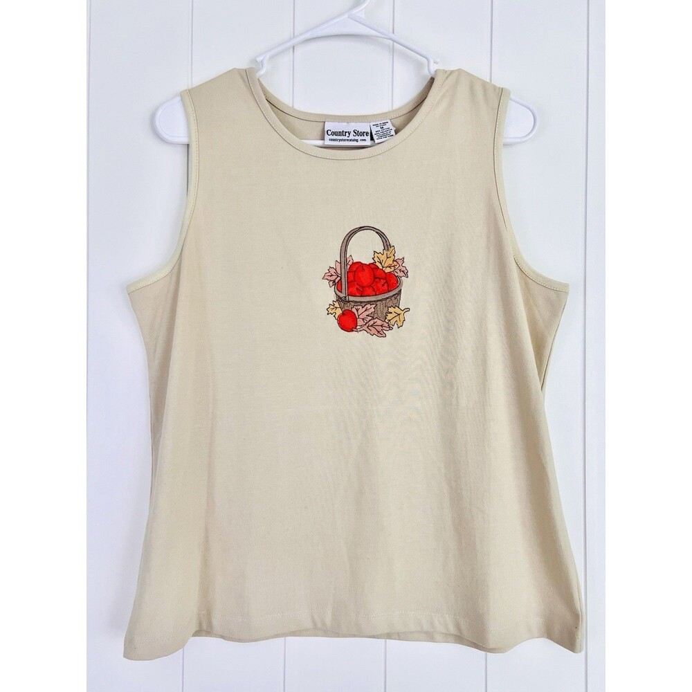 Vintage Country Store Catalog Apple Basket Tank Top Beige Women's Size Med Fall